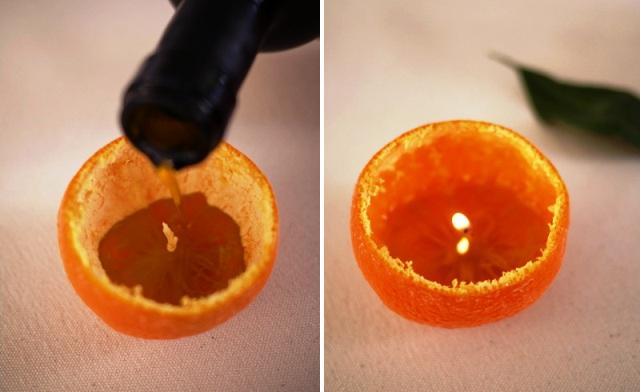 как сделать свеч из кожуры мандарина